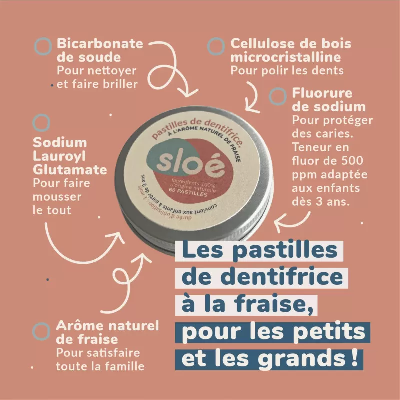 SLOÉ Dentifrice Solide En Pastilles | Fraise 3 SLOÉ Dentifrice Solide En Pastilles | Fraise